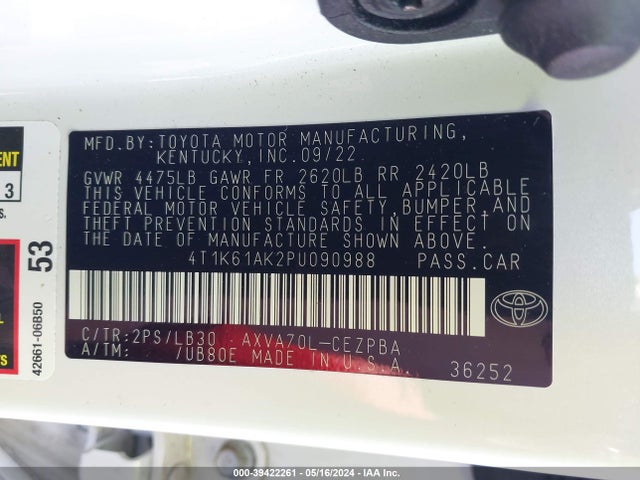 Toyota CAMRY XSE 2023 4T1K61AK2PU090988 Image 9