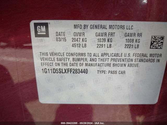 1G11D5SLXFF283440 Chevrolet MALIBU 2LT