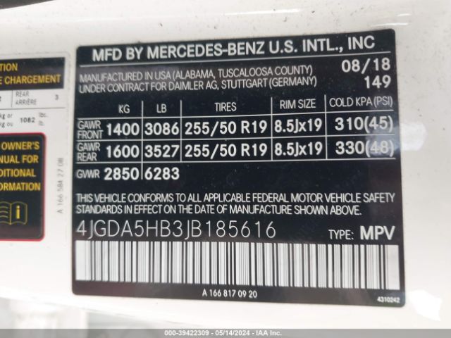 4JGDA5HB3JB185616 Mercedes-Benz Gle 350 4matic