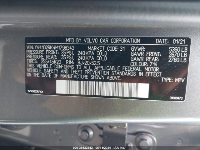 YV4102RK4M1798343 Volvo Xc60 T5 Momentum