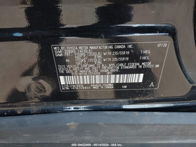Toyota Rav4 Xle Premium 2020 2T3C1RFVXLC074058 Image 9
