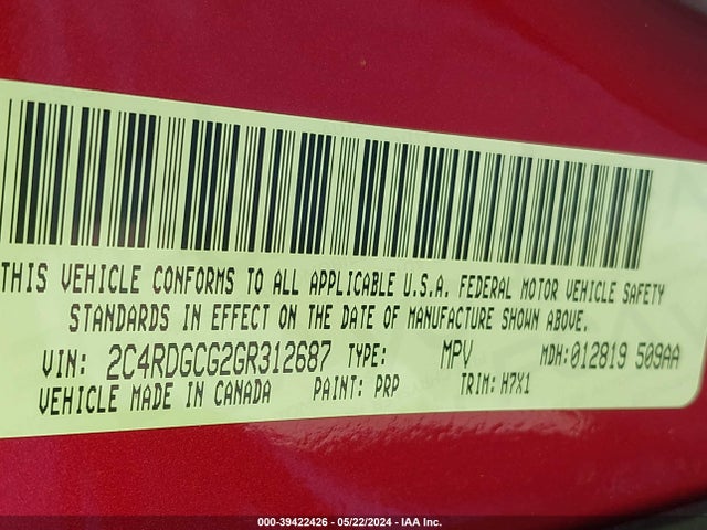 Dodge Grand Caravan Sxt 2016 2C4RDGCG2GR312687 Image 9
