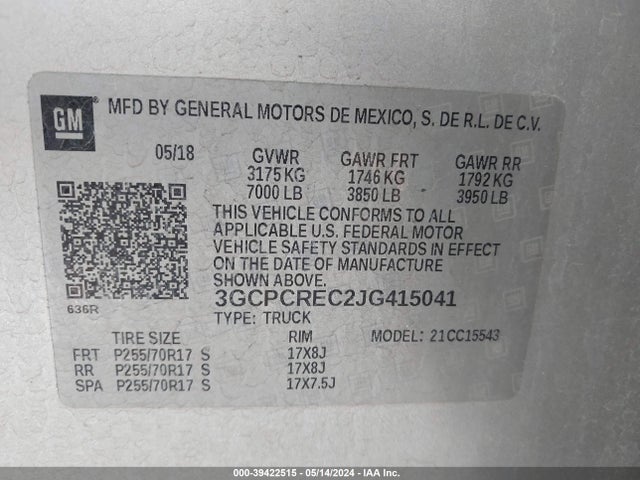 Chevrolet Silverado 1500 1lt 2018 3GCPCREC2JG415041 Image 9
