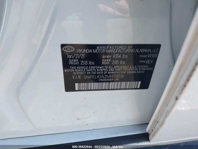 Hyundai SONATA SEL 2021 5NPEL4JA2MH113016 Image 9