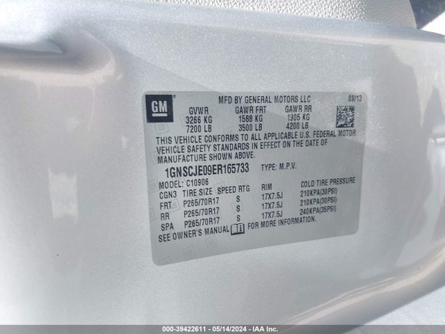 Chevrolet Suburban 1500 Lt 2014 1GNSCJE09ER165733 Image 9