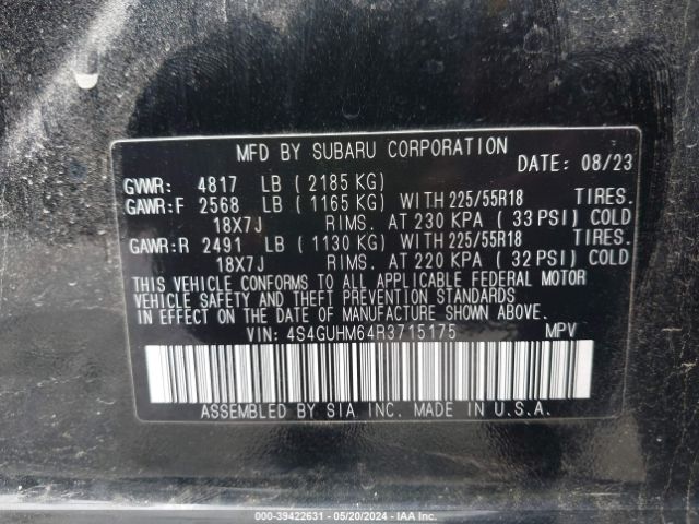 4S4GUHM64R3715175 Subaru Crosstrek Limited
