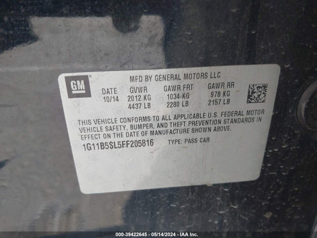 Chevrolet MALIBU LS 2015 1G11B5SL5FF205816 Image 9