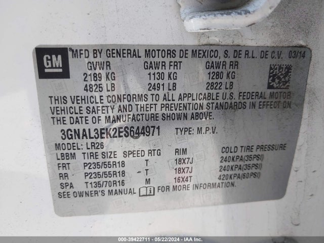 Chevrolet Captiva Sport Lt 2014 3GNAL3EK2ES644971 Image 9