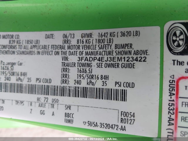 Ford FIESTA SE 2014 3FADP4EJ3EM123422 Image 9