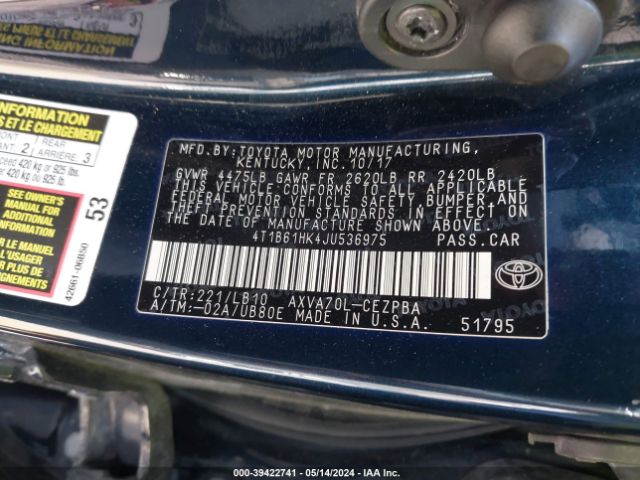 4T1B61HK4JU536975 Toyota CAMRY XSE