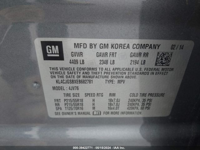 KL4CJGSBXEB682781 Buick Encore Leather