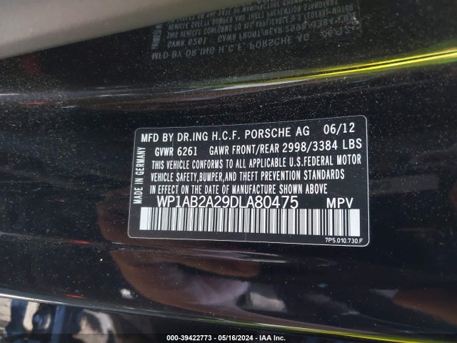 2013 PORSCHE CAYENNE WP1AB2A29DLA80475 Photo 8