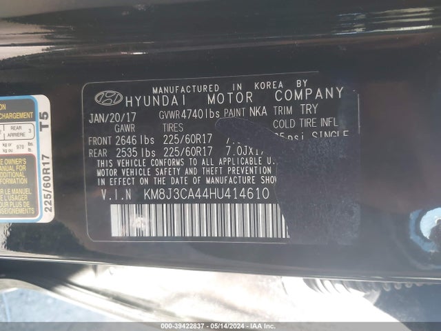 Hyundai TUCSON SE 2017 KM8J3CA44HU414610 Image 9