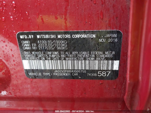Mitsubishi Lancer Es/se/sel 2017 JA32V2FWXHU006750 Image 9