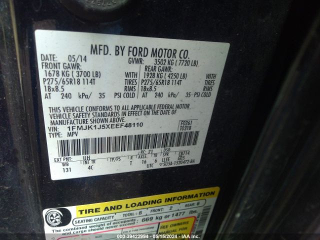 1FMJK1J5XEEF48110 Ford Expedition El Xlt