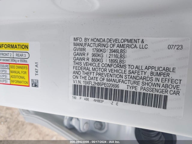 Honda Civic Sport 2023 19XFL2H86PE020696 Image 9