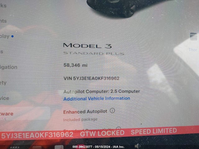 Tesla Model 3 Long Range/mid Range/standard Range/standard Range Plus 2019 5YJ3E1EA0KF316962 Image 7