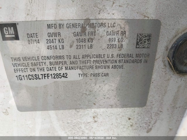 Chevrolet MALIBU 1LT 2015 1G11C5SL7FF128542 Image 9