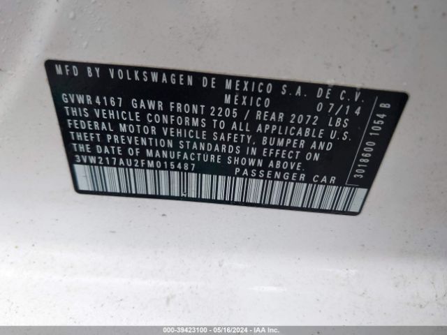3VW217AU2FM015487 Volkswagen Golf Tsi S 4-door