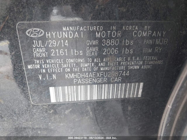 Hyundai ELANTRA SE 2015 KMHDH4AEXFU298744 Image 9