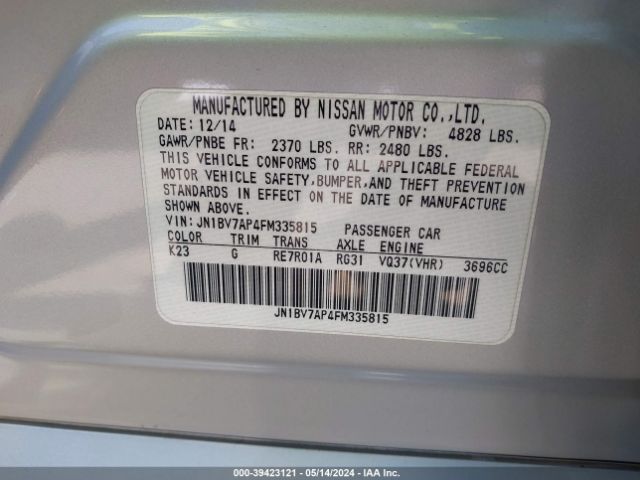 JN1BV7AP4FM335815 Infiniti Q50 Premium