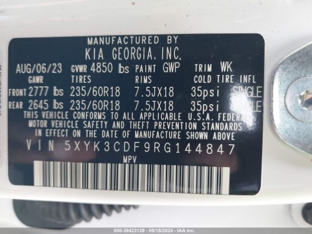 5XYK3CDF9RG144847 KIA Sportage Ex