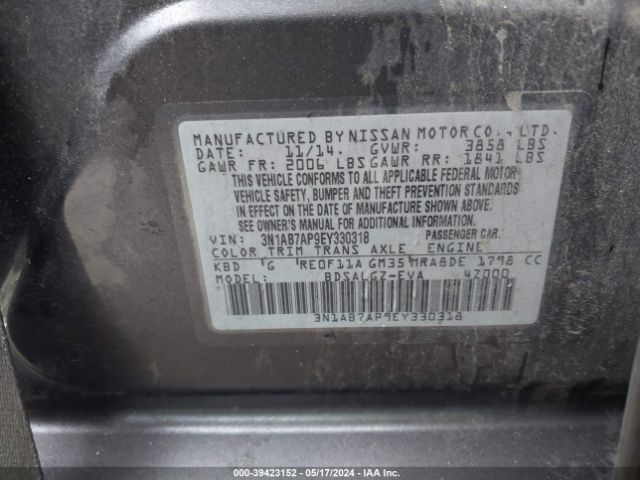 3N1AB7AP9EY330318 Nissan SENTRA SL