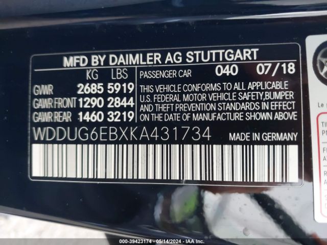 WDDUG6EBXKA431734 Mercedes-Benz S 450 4matic