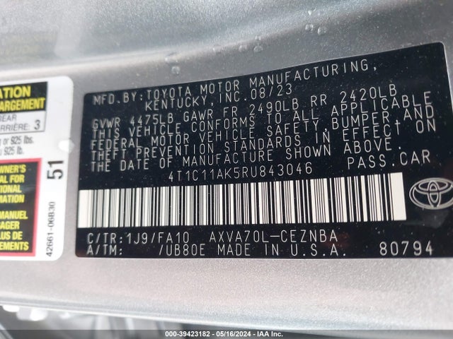 Toyota CAMRY LE 2024 4T1C11AK5RU843046 Image 9