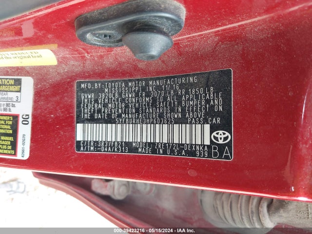 Toyota COROLLA LE 2017 5YFBURHE3HP603625 Image 9
