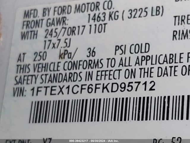 Ford F-150 Xl 2015 1FTEX1CF6FKD95712 Image 9