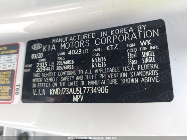 KNDJ23AU5L7734906 KIA SOUL LX