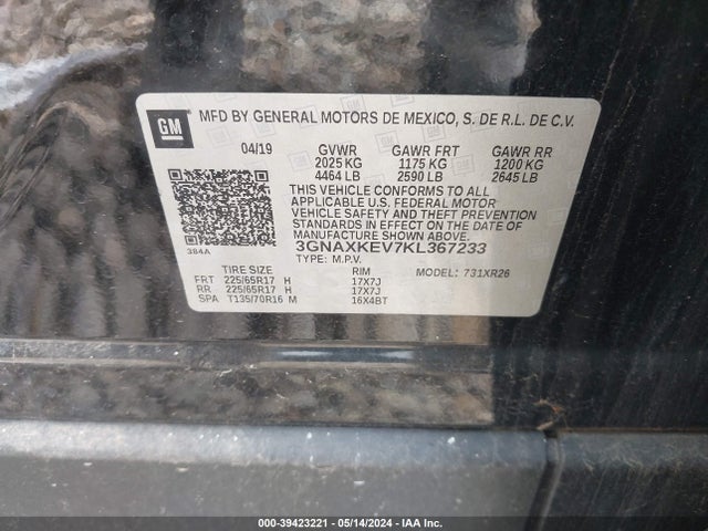 Chevrolet EQUINOX LT 2019 3GNAXKEV7KL367233 Image 9