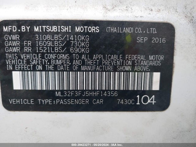 ML32F3FJ5HHF14356 Mitsubishi Mirage G4 Es