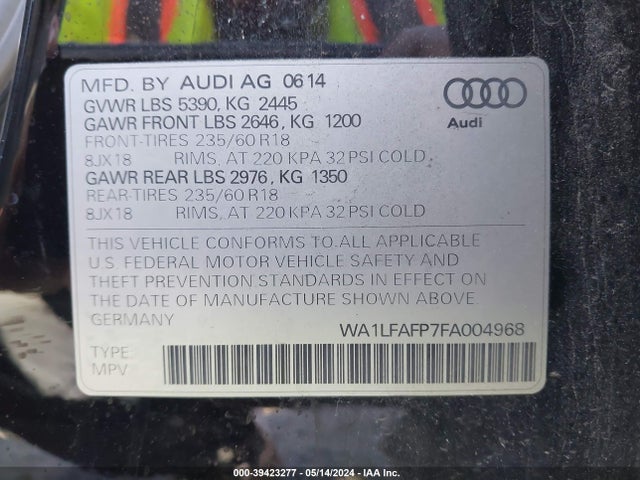 Audi Q5 2.0t Premium 2015 WA1LFAFP7FA004968 Image 9