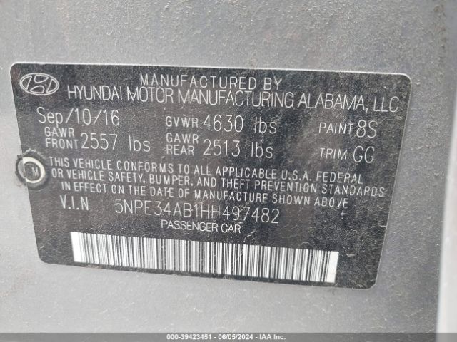 5NPE34AB1HH497482 Hyundai Sonata Sport 2.0t