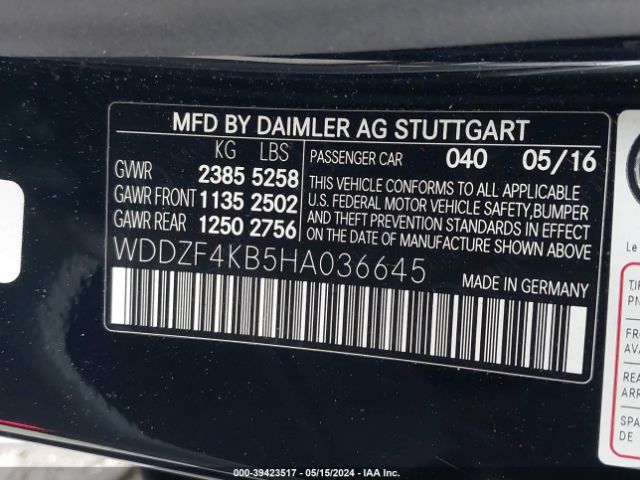 WDDZF4KB5HA036645 Mercedes-Benz E 300 4matic