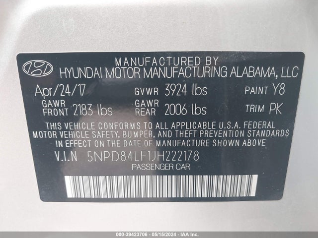 Hyundai ELANTRA SEL 2018 5NPD84LF1JH222178 Image 9