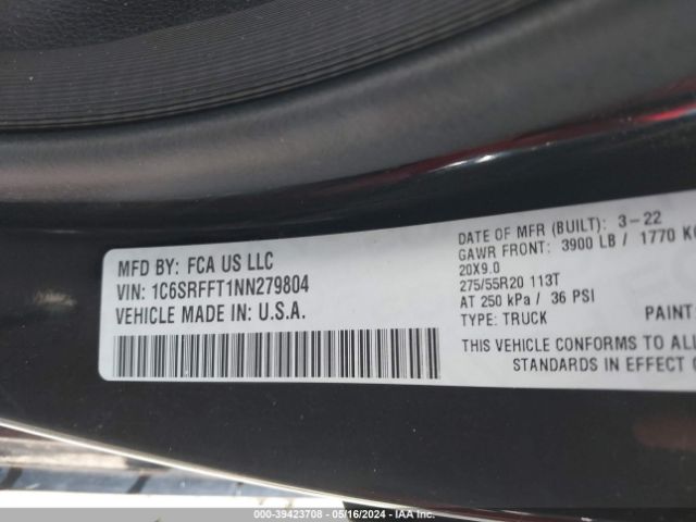 1C6SRFFT1NN279804 RAM 1500 Big Horn  4x4 5'7 Box