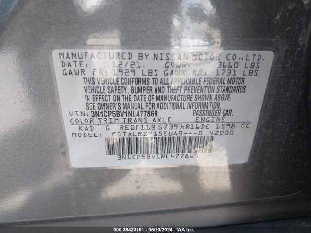 Nissan Kicks S Xtronic Cvt 2022 3N1CP5BV1NL477869 Image 9