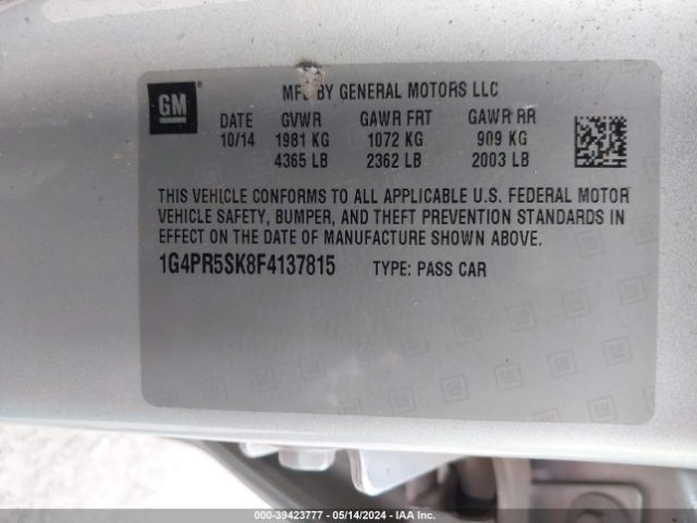 1G4PR5SK8F4137815 Buick Verano Convenience Group