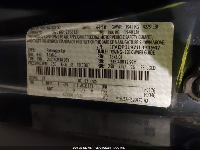 1FADP3L97JL331947 Ford FOCUS ST