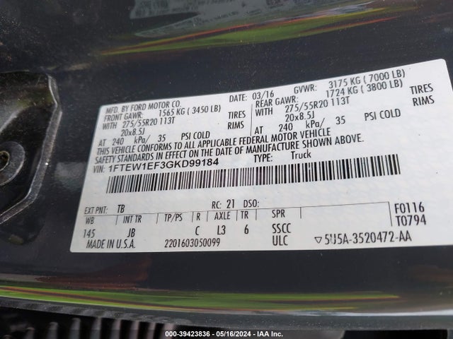 Ford F-150 Xlt 2016 1FTEW1EF3GKD99184 Image 9