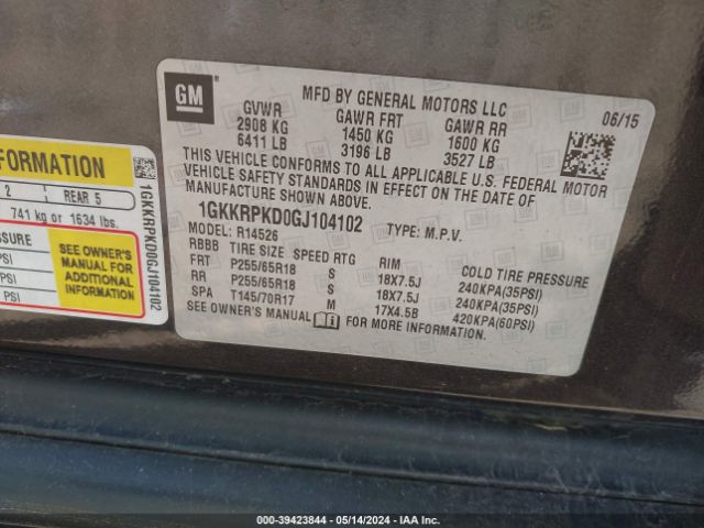 1GKKRPKD0GJ104102 GMC Acadia Sle-2
