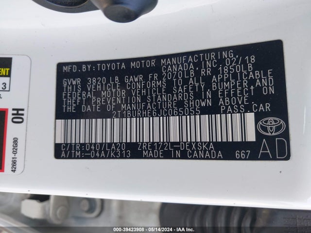 Toyota Corolla Xse 2018 2T1BURHE6JC065055 Image 9