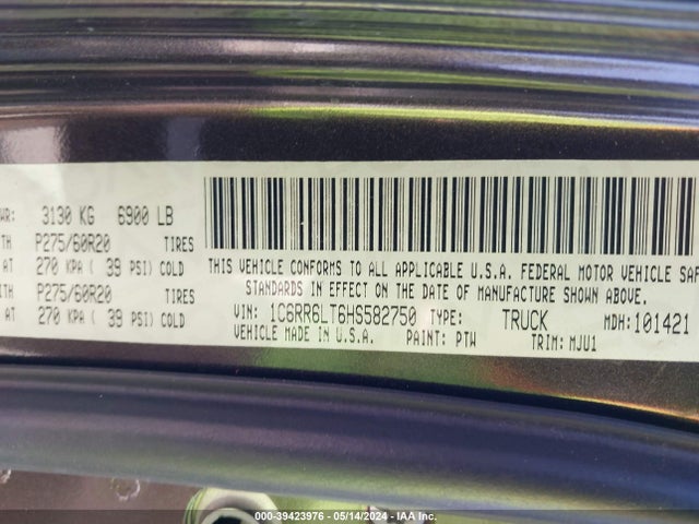 1C6RR6LT6HS582750 RAM 1500 Big Horn  4x2 5'7 Box
