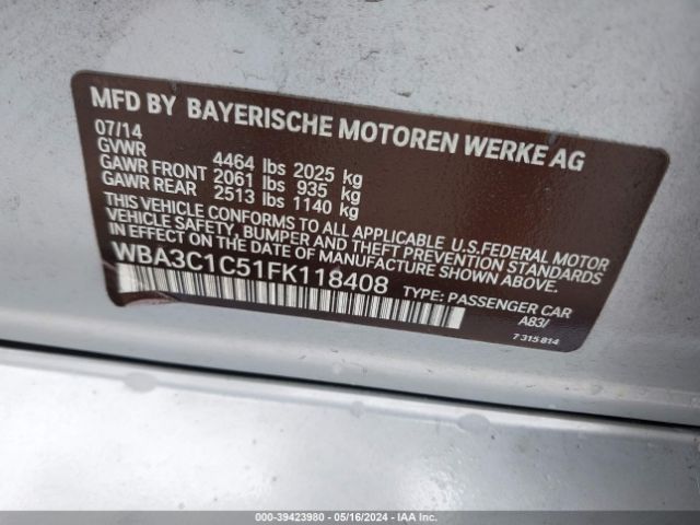 WBA3C1C51FK118408 BMW 328I