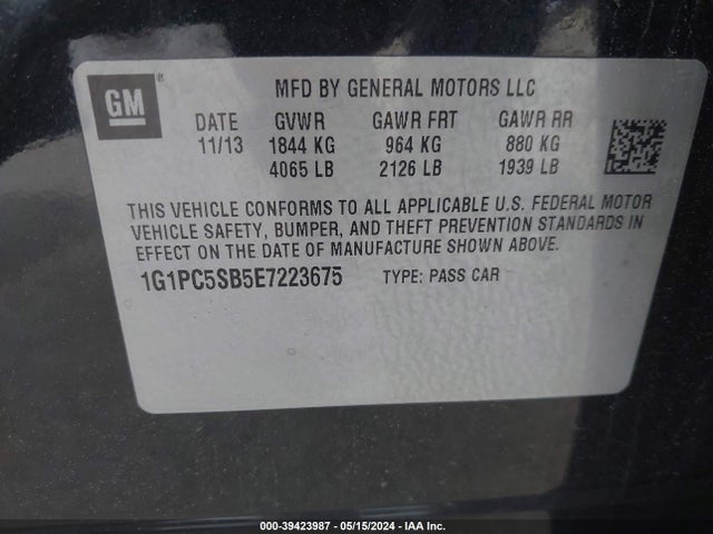 Chevrolet Cruze 1lt Auto 2014 1G1PC5SB5E7223675 Image 9