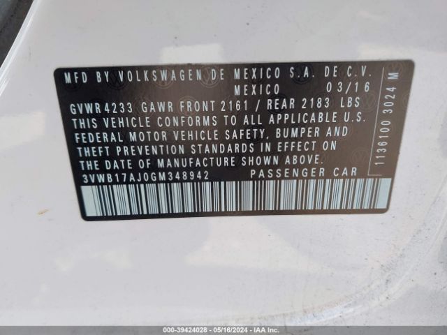3VWB17AJ0GM348942 Volkswagen Jetta 1.8t Sport