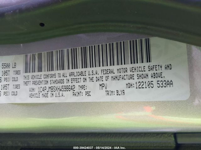 1C4PJMBSXHW598642 Jeep Cherokee Trailhawk L Plus 4x4